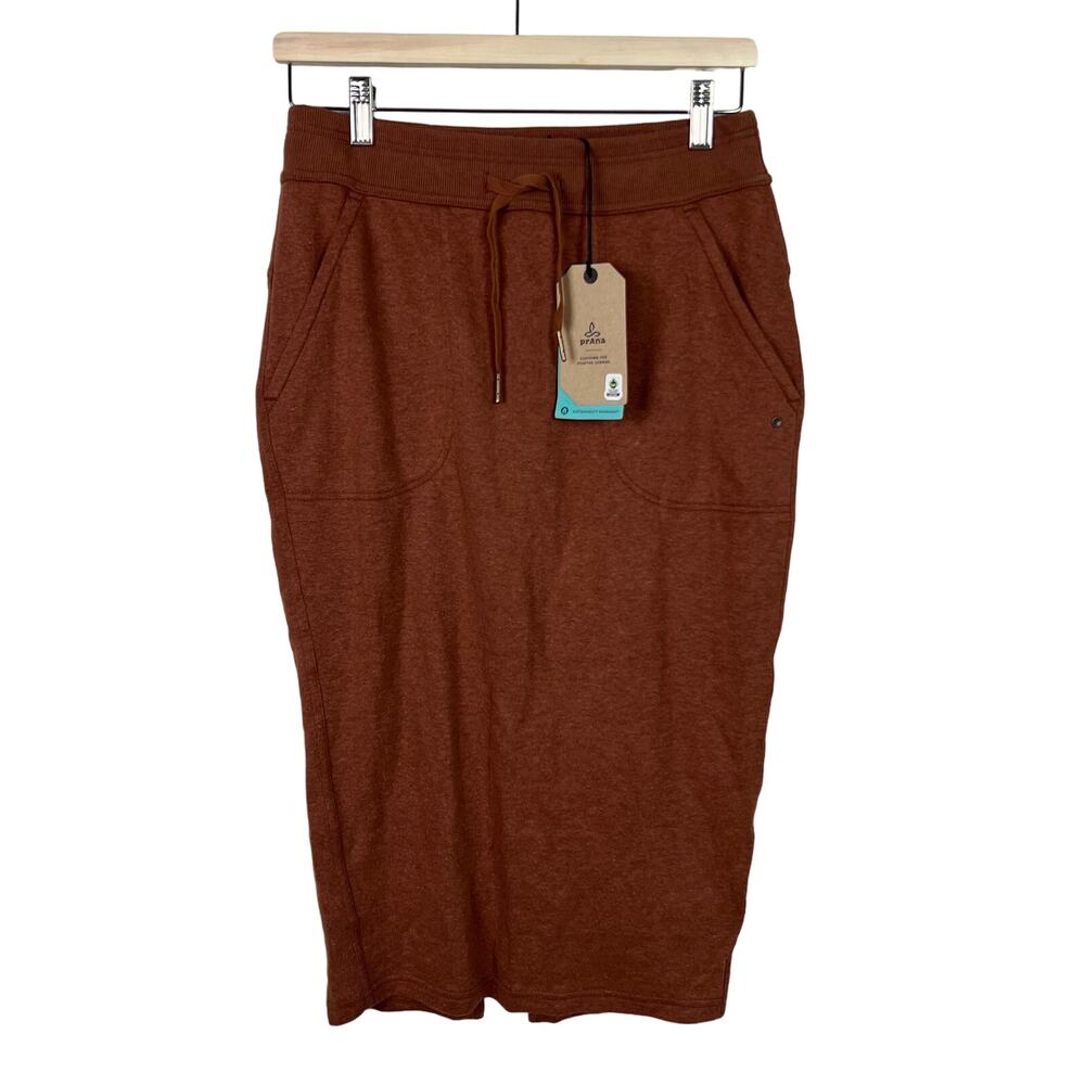 PrAna Cozy Up Midi Skirt‎ Hemp Blend Super Soft Fleece Roux Heather NWT X-Small